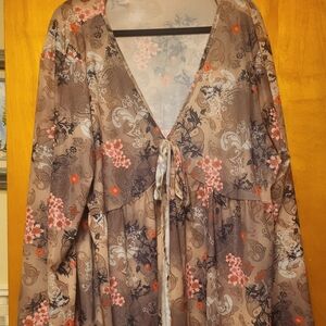 Shein Floral V-Neck Top